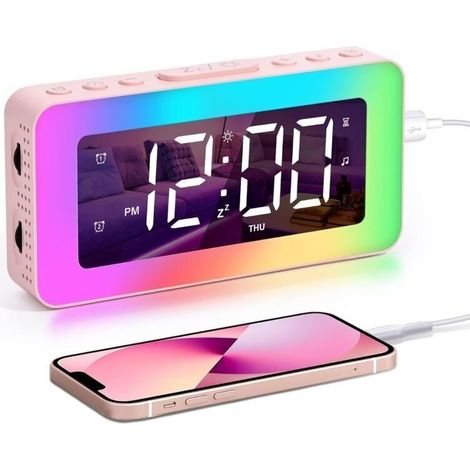 Réveil pour Enfants et Adultes - Horloge Numérique avec Double Alarme, 8 Sons de Sommeil, Veilleuses - Minuterie de Sommeil (1/4)