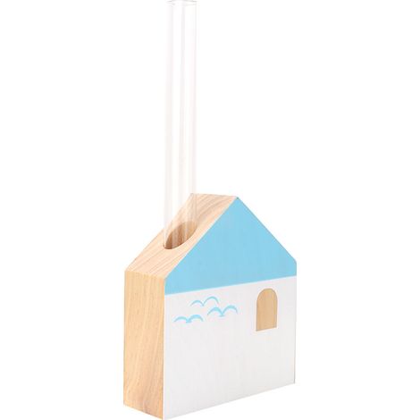 Petit objet de décoration de bureau en bois, tube à essai en verre, inséreur de fleurs (TT-05 Mouette) (1/5)