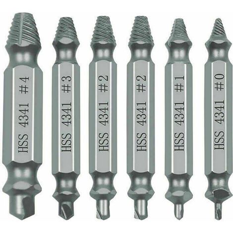 6 pièces Kit extracteur de vis, extracteur de goujon, Endommagé vis Extracteurs pour Retirer Facilement de Goujon Abimées et Boulon Endommagées (Argent) (1/5)