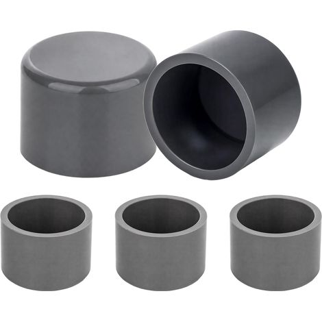 5 Pièces Bouchon PVC 63mm Gris Embout Tuyau Eau à Coller (1/5)