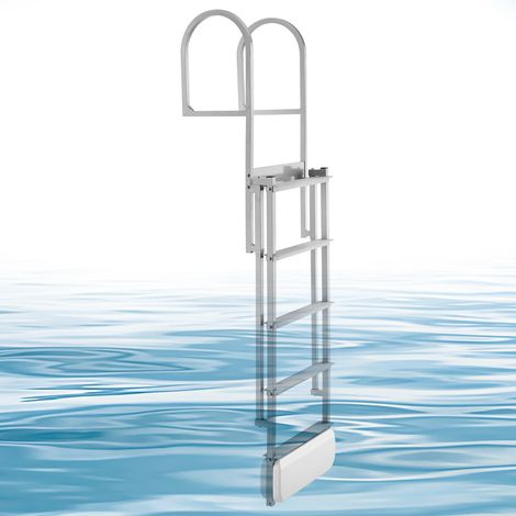 VEVOR Escalera de Muelle Capacidad de 227 kg con 5 Peldaños Antideslizantes, Pasamanos, Escalera Retráctil de Aluminio con Elevación Automática para Piscina Plataforma de Natación Pontón Lago Barco (1/5)