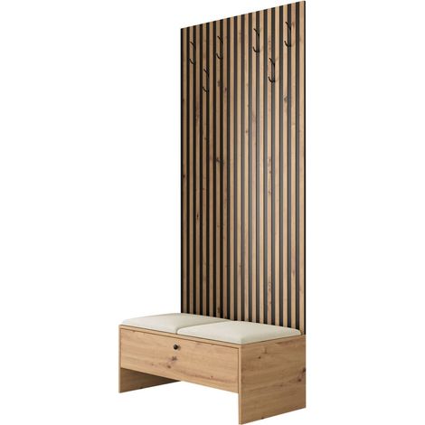 Conjunto para recibidor Donio IV, Roble Artisan + Polo 872, 206x85x44cm, Tapiz, Aglomerado laminado, Colocada