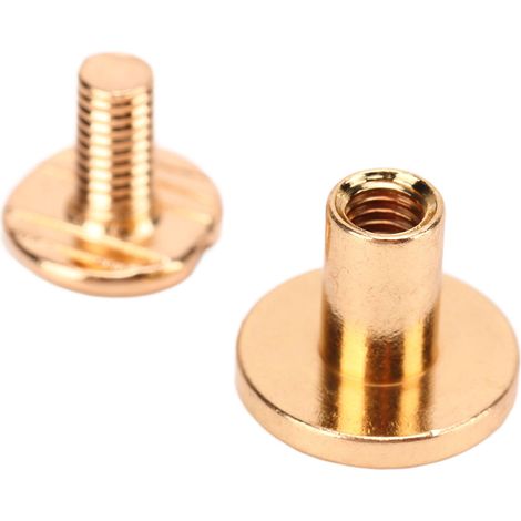 200 jeux de vis Chicago, 9,5 x 8 mm, en laiton trempé et épaissi, vis et rivets en cuir à revêtement uniforme, adaptés à l'or d'album.