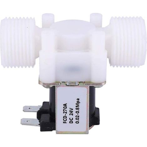 Électrovanne Électrique Unidirectionnelle en Plastique G3/4 NC Vanne Électromagnétique à Filetage Mâle d'Entrée d'Eau Normalement Fermée(DC24V) (1/5)