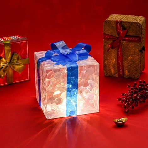 Boîte Cadeau Éclairée - Boîte Cadeau LED Pré-installée - Décoration de Noël Intérieure Extérieure - Lot de 3 Tailles Différentes (1/4)