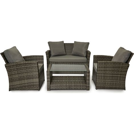 Evre Rattan Garden Furniture Weave Wicker Sofa Set Conservatory Set Grey Roma (1/5)