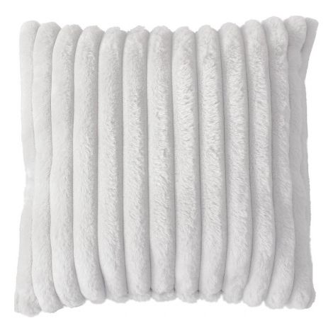 Coussin côtelé effet fourrure blanc - 40x40cm - Blanc (1/2)