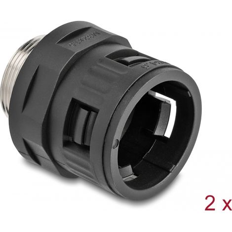 Delock Racor con rosca exterior de latÃ³n M32 negro 2 piezas