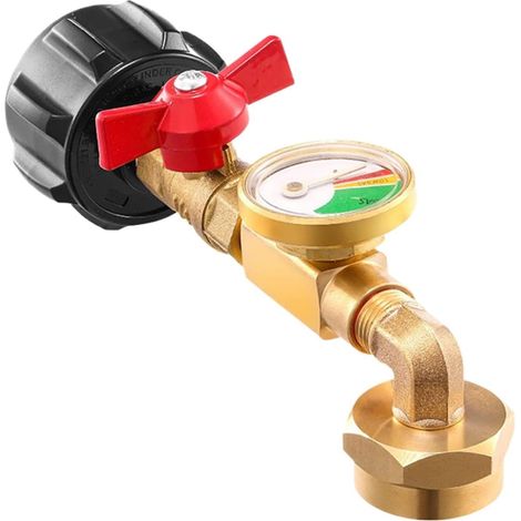 Adaptateur de recharge de propane, raccord coudé à 90° pour propane, bouteille avec manomètre
