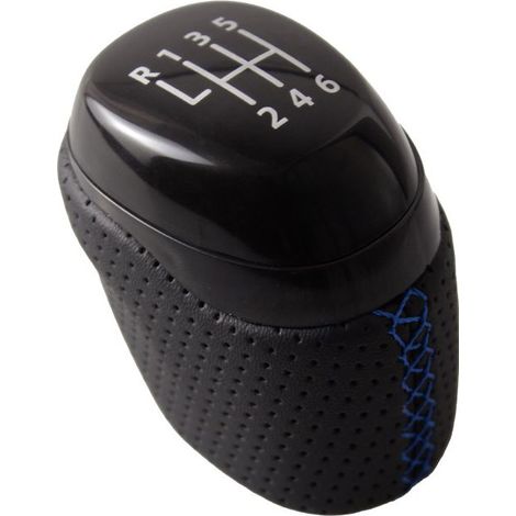 Convient aux pièces de modification du pommeau de levier de vitesse/de boîte de vitesses manuelle pour Renault MK4, noir avec surpiqûres bleues, monobloc, pommeau de levier de vitesse en cuir noir et (1/4)