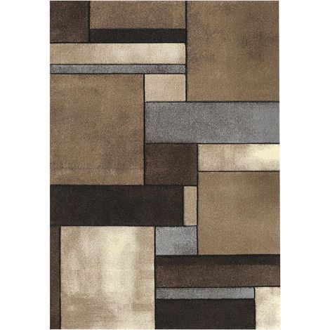 Tapis salon et chambre 80x150 beige rectangle tissé motif géométrique LYN8 GEOME