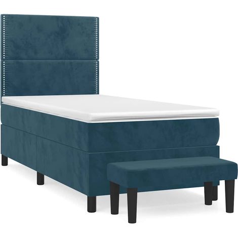 Maison Exclusive - Giroletto a Molle con Materasso Blu Scuro 90x200 cm in Velluto
