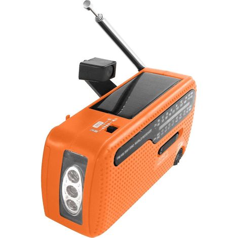 Notradio mit Handkurbel, Solarradio, wiederaufladbare 1200mAh Powerbank, LED-Taschenlampe, AM/AM-Anschluss