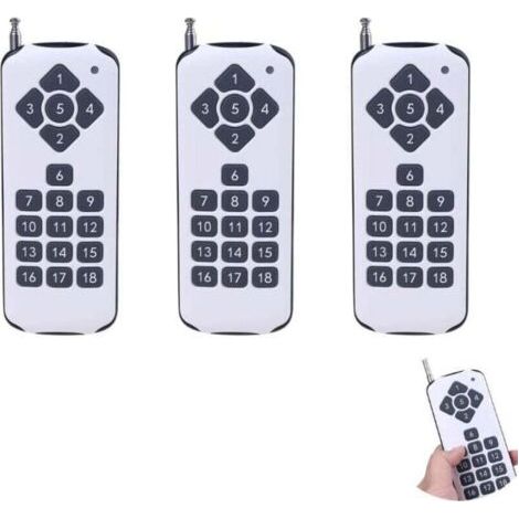Ensemble d'accessoires 3 pièces pour outils multifonctions - Télécommande RF ASK 18 canaux 433 MHz 18 touches, émetteur sans fil puissant pour la commutation d'alarmes - (couleur : blanc)