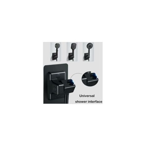 Soporte para cabezal de ducha negro, soporte universal ajustable 360°, soporte para ducha de mano sin necesidad de taladrar - Crezuo