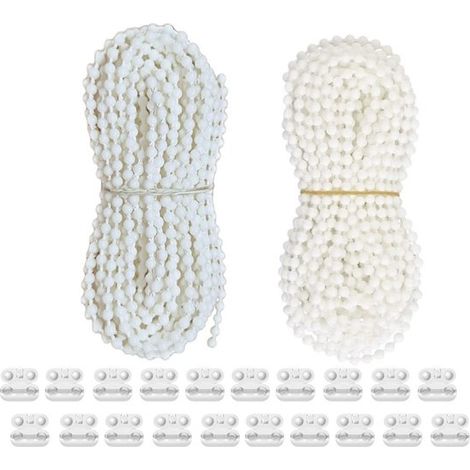 pièces - Cordon à chaînette pour store enrouleur - Accessoires pour rideaux - Cordon vertical alvéolé style romain vénitien - avec 10 connecteurs - Blanc - 10 m - Pièce de rechange pour stores enroule (1/5)