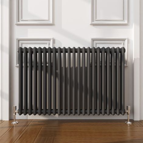 ELEGANT 600 x 1010 mm Anthracite Traditional Horizontal Radiator Efficient Radiator Modern Radiator Central Heating Column Rads + Angled Radiator Valves (1/5)