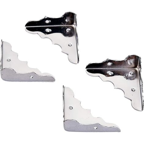 12pcs boîte en bois bijoux cadeau cas coin protecteurs décoratifs fer bord couverture garde (argent), (1/5)