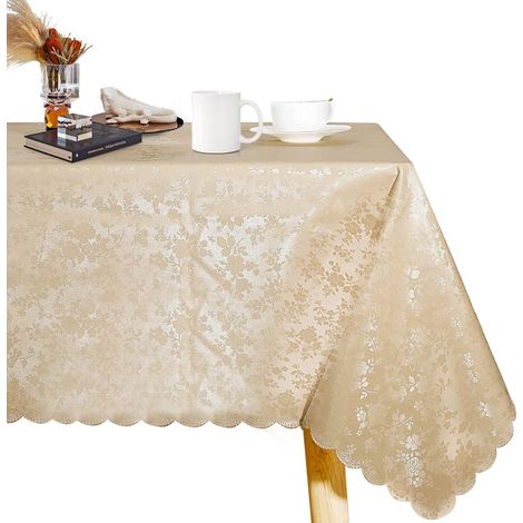 1 Nappe en toile cirée, PVC imperméable, lavable machine, surface soyeuse, intérieur extérieur, salle à manger jardin fête (1/5)