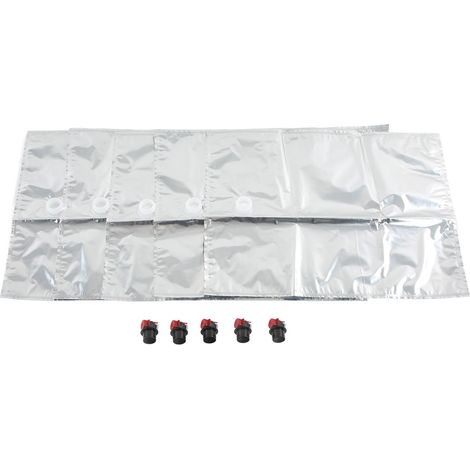 5Pcs Sacs à Boissons Liquides Imperméables Poches de Stockage Liquide BIB Aluminisées 20L avec Robinet Papillon (1/5)