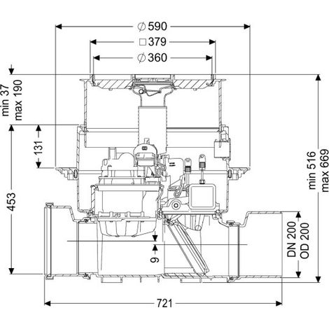 Système anti-refoulement Pumpfix F DN 200, plaque de base, carrelable