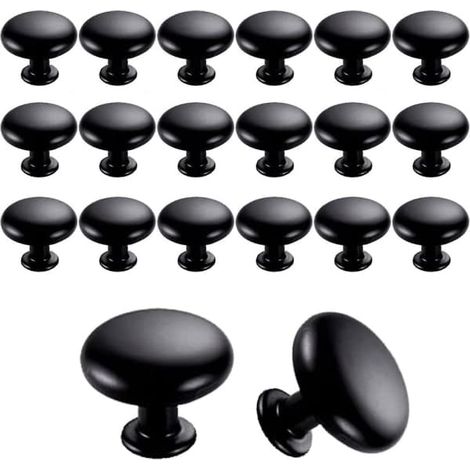 Ecleanfy - 20 poignées de porte et de tiroir de 30 mm, style vintage, pour meubles de cuisine (noires) (1/5)