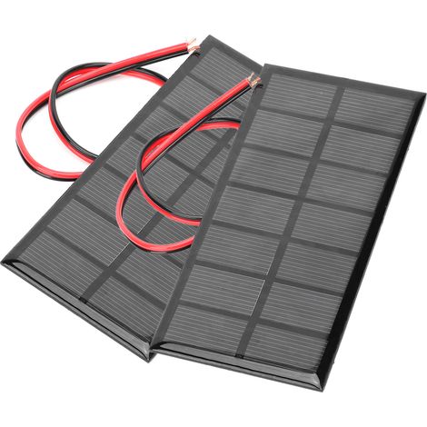 Lot de 2 mini panneaux solaires en résine époxy 3,5 V CC 250 mA, chargeur solaire DIY en silicium polycristallin avec câble de connexion de 30 cm (1/5)