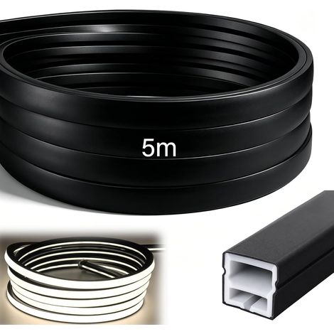 Bande LED : rail LED de 5 m, panneaux acoustiques, bande LED flexible, canal diffuseur 12 × 12 mm, étanche IP65, pour plafond, mur, TV, panneau acoustique, éclairage (1/5)
