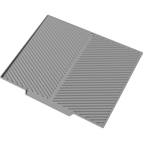 Tapis de séchage en silicone - Grand tapis d'égouttement pour la cuisine, résistant à la chaleur, séchage rapide - Tapis égouttoir pour faire la vaisselle (gris, 2016'') (1/5)