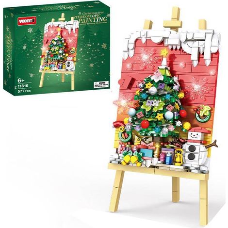 Konstruktionsset für die Inneneinrichtung – Enthält eine kreative Geschenkbox mit Dekorationen für eine Schneelandschaft – darunter ein Weihnachtsbaum, ein Schneemann und mehr. (1/5)