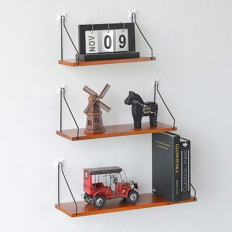 Set di 3 Mensole Galleggianti Da Parete, Mensole da Muro, Camera da Letto, Soggiorno e Cucina, Decorazione Ed Esposizione