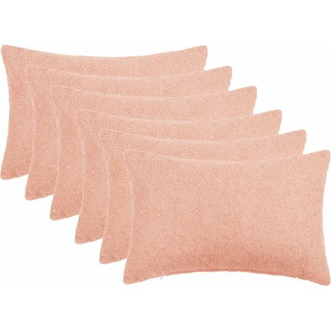 vidaXL Housse de coussin 6 pcs HEERLEN Rose 30 x 50 cm Bouclé - maison aménagement maison