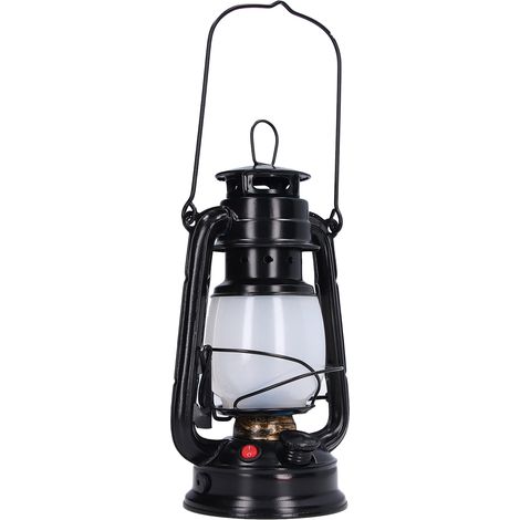 LED-Laterne, Campinglampe, wiederaufladbar, Retro-Stil, tragbar, EU-Stecker, 110–240 V, warmweißes Licht, Schwarz (1/5)