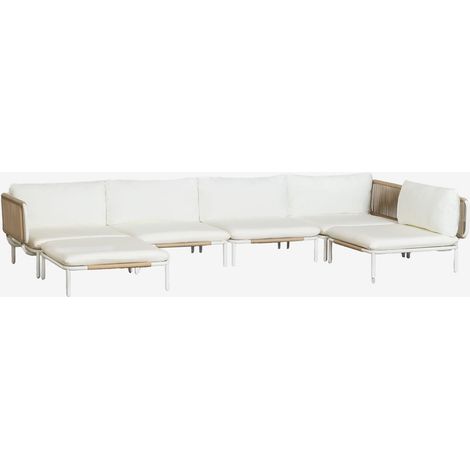 Sofá modular de jardín rinconera de 5 piezas y puff en acero Roubly SKLUM