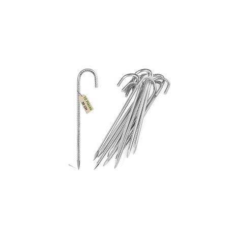10Pcs 30cm Piquets d'ancrage Résistants en Acier Galvanisé Antirouille avec Crochets en J pour Tentes de Trampoline Convient pour Camp, Jardin, Abri et Balançoires