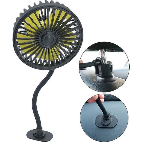 Ventilateur de voiture à crochet rotatif à 360° avec 3 vitesses réglables, pour l'avant et l'arrière du siège. (1/4)