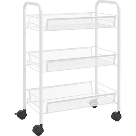 Maison Exclusive - Carrello da Cucina con 3 Ripiani Bianco 46x26x64 cm in Ferro (1/5)