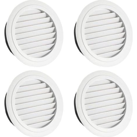 4 Piece Air Vent Grille 100 mm Air Vent Grille Round Air Vent Round Ventilation Grille Outdoor Protection Against Insect Protection White (1/5)