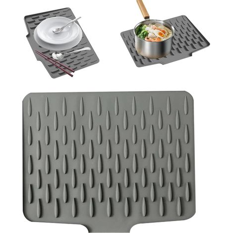 Tapis égouttoir en silicone - Tapis de protection pour plan de travail - Égouttoir à vaisselle - Tapis de séchage pour plan de travail - Tapis antidérapant résistant à la chaleur-AquaForge (1/5)