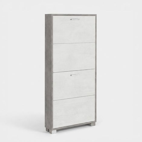 Zapatero ahorraespacio de 4 puertas abatibles Quadrante - Gris - Blanco