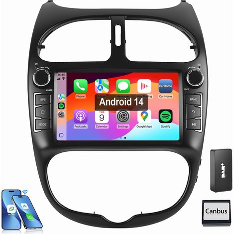 Autoradio Android 14 pour Peugeot 206 206 cc (2002-2008) Carplay GPS RDS 2+32G DAB+