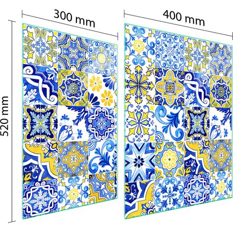 PLAQUE DE PROTECTION EN VERRE POUR POÊLE 70x52 MOSAÏQUE (1/5)