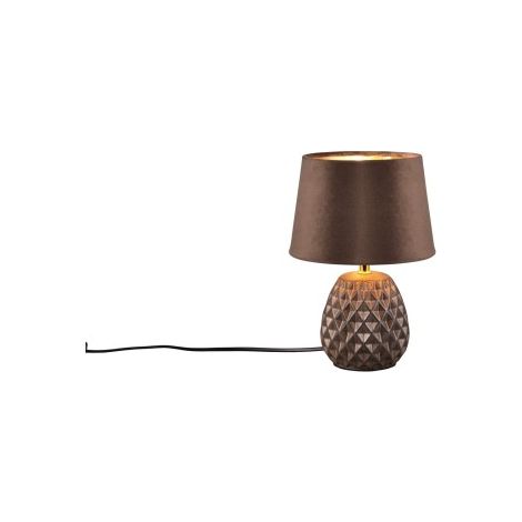 Lampe de table Ariana céramique brune E14 velours RL