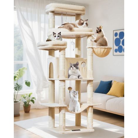 Arbre À Chat 180 cm, Tour XXL Adapté Aux Grands Chats Jusqu’à 9Kg (1/5)