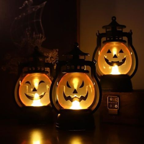 Lumières LED Citrouille - - 3Pcs - Décoration Halloween - Portable - Noir (1/4)