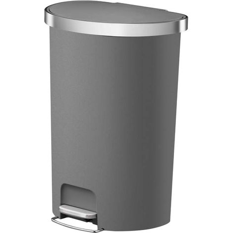 EKO - Poubelle à pédale demi-ronde Hana 55 litres - Plastic - gris