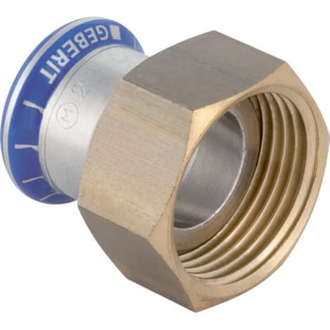 Geberit Mapress Acero inoxidable Transición con tuerca de unión (libre de LABS), DN 15, dø 18 mm, 85033