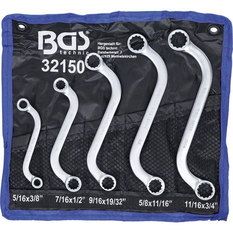 BGS Set di chiavi ad anello doppio a S, in pollici, apertura 3/8" - 3/4", 5pz. (1/3)
