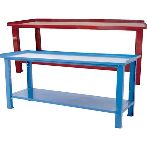Banco da lavoro SOGI 2 metri con piano in acciaio portata 1000 kg - blu/rosso, ColoreBlu (1/5)