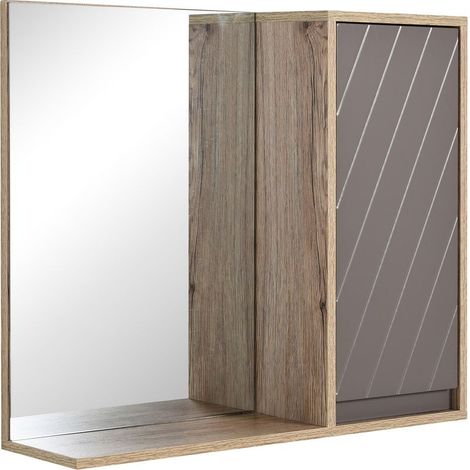 Cabinet wall-mounted of bathroom gray and oak, 57 x 14,2 x 49,2 cm (1/5)